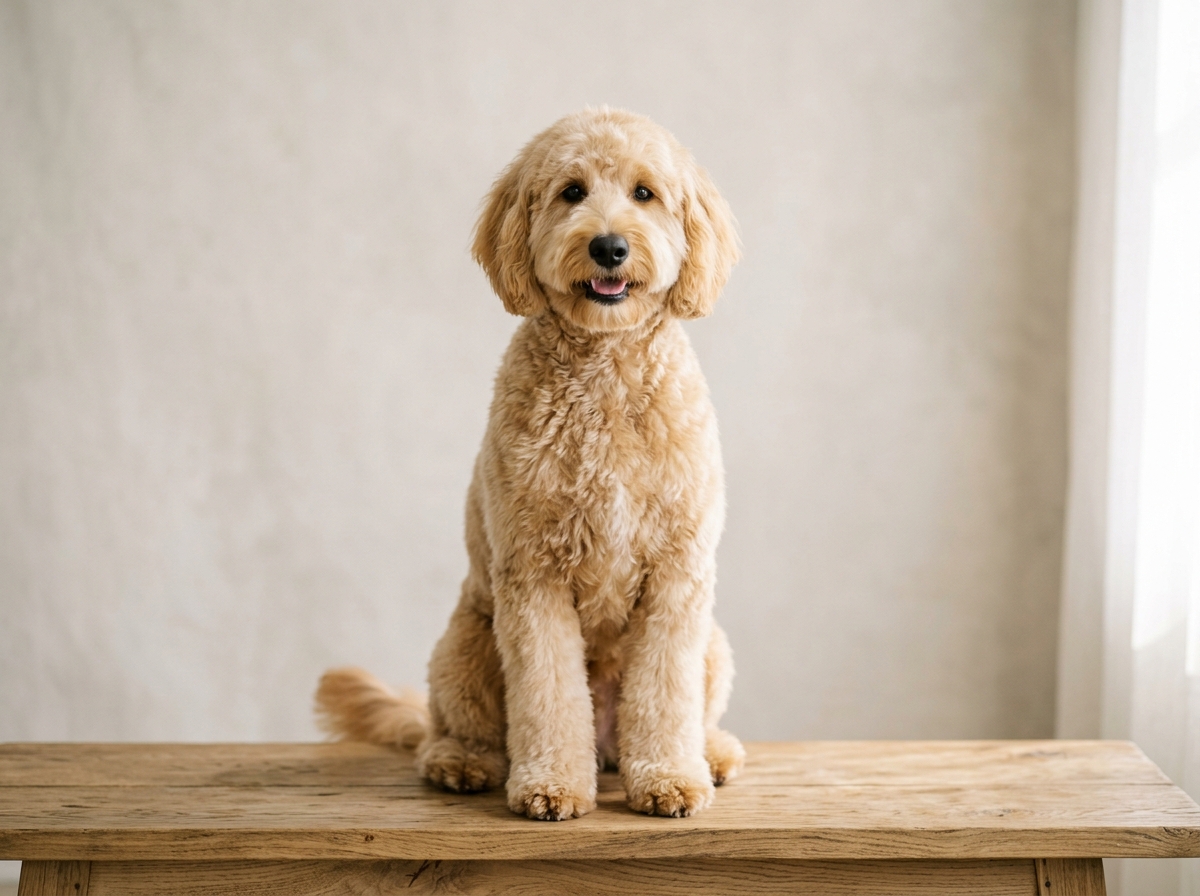 A freshly groomed dog looking proud